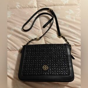 Tory Burch Black Quilted leather Crossbody Bag
